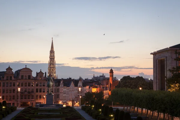 Panoráma města Bruselu Mont des Arts za soumraku — Stock fotografie