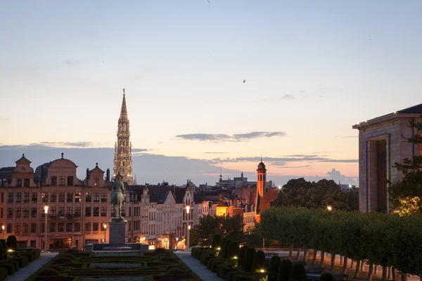 Panoráma města Bruselu Mont des Arts za soumraku — Stock fotografie