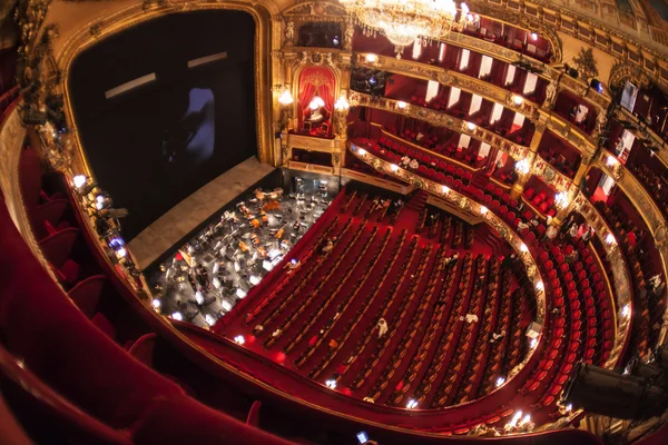 Внутри зрительного зала бельгийской оперы La Monnaie — стоковое фото