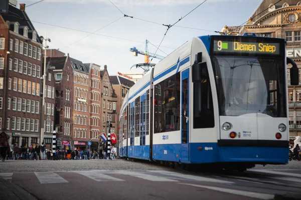 Amsterdam kent merkezinde çalışan tramvay