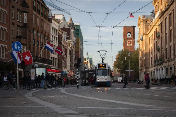 Amsterdam kent merkezinde çalışan tramvay