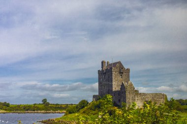 Doğu İrlanda 'da, gölün yanında geleneksel İrlanda kalesi.