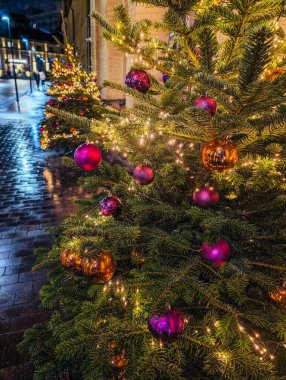 Yılbaşı ağaçları, dekorasyonlar ve ışıklar