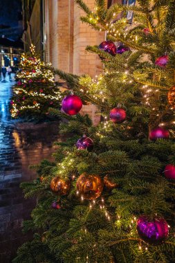 Yılbaşı ağaçları, dekorasyonlar ve ışıklar