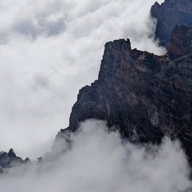 Caldera de Taburiente Ulusal Parkı güzel bulutlu havada, La Palma Adası, Kanarya Adaları, İspanya, Avrupa.
