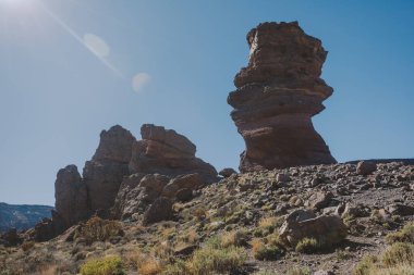 Teide Ulusal Parkı, Tenerife, Kanarya Adaları, İspanya 'da güzel volkanik kayalar ve çöl