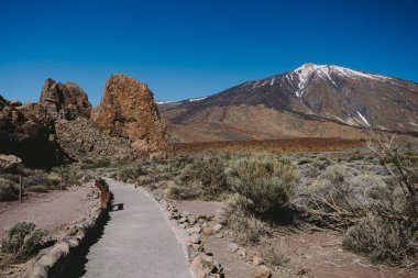 Teide Ulusal Parkı, Tenerife, Kanarya Adaları, İspanya 'da güzel volkanik kayalar ve çöl