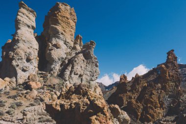 Teide Ulusal Parkı, Tenerife, Kanarya Adaları, İspanya 'da güzel volkanik kayalar ve çöl