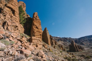 Teide Ulusal Parkı, Tenerife, Kanarya Adaları, İspanya 'da güzel volkanik kayalar ve çöl