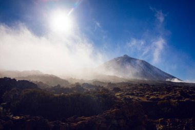 Teide Ulusal Parkı, Tenerife, Kanarya Adaları, İspanya 'da güzel volkanik kayalar ve çöl