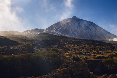 Teide Ulusal Parkı, Tenerife, Kanarya Adaları, İspanya 'da güzel volkanik kayalar ve çöl