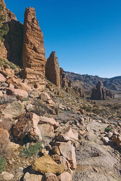 Teide Ulusal Parkı, Tenerife, Kanarya Adaları, İspanya 'da güzel volkanik kayalar ve çöl