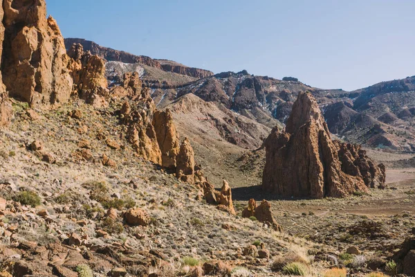 Teide Ulusal Parkı, Tenerife, Kanarya Adaları, İspanya 'da güzel volkanik kayalar ve çöl