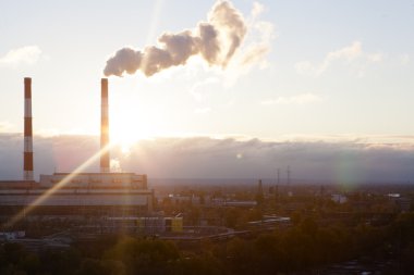 sonbahar günbatımı, Ukrayna Kiev endüstriyel görünümünde