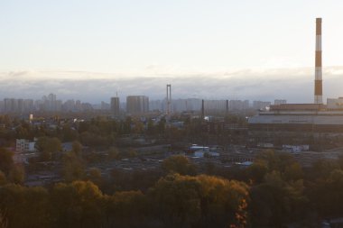 sonbahar günbatımı, Ukrayna Kiev endüstriyel görünümünde