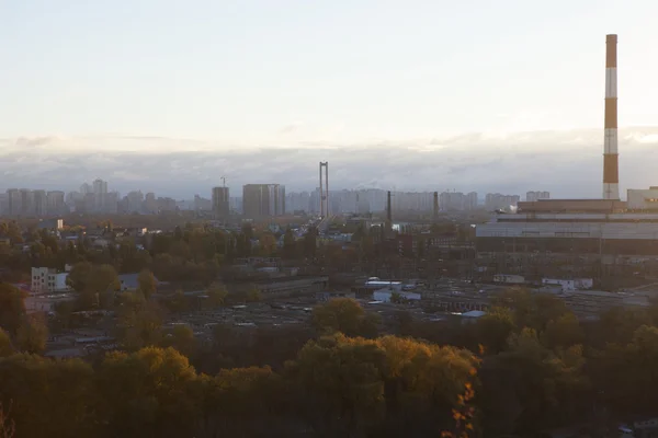 Kiev industrial view in autumn sunset, Ukraine — Stock Photo, Image