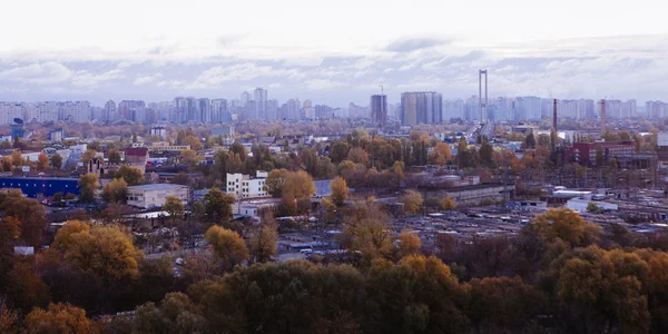 View of the industrial city of Kiev from height in autumn — Stock Photo, Image