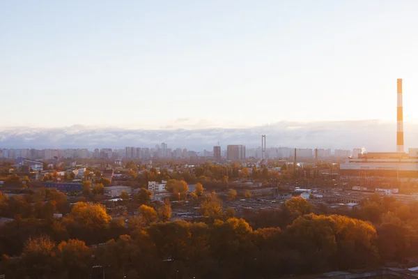 Kiev industrial view in autumn sunset — Stock Photo, Image