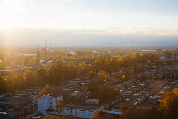 View of the industrial city of Kiev from height in autumn — Stock Photo, Image