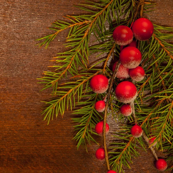 Ramas de pino con bayas de Navidad — Foto de Stock