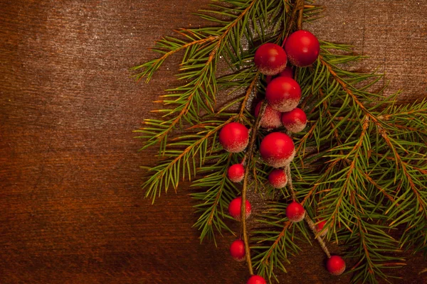 Ramas de pino con bayas de Navidad — Foto de Stock