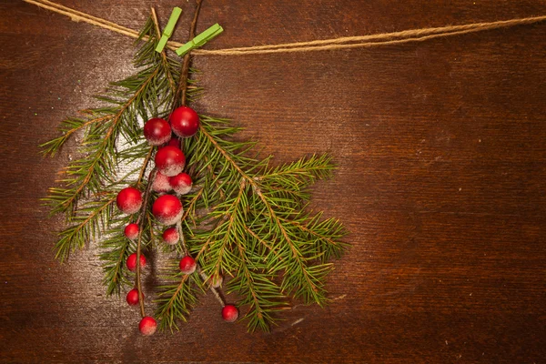 Ramas de pino con bayas de Navidad — Foto de Stock