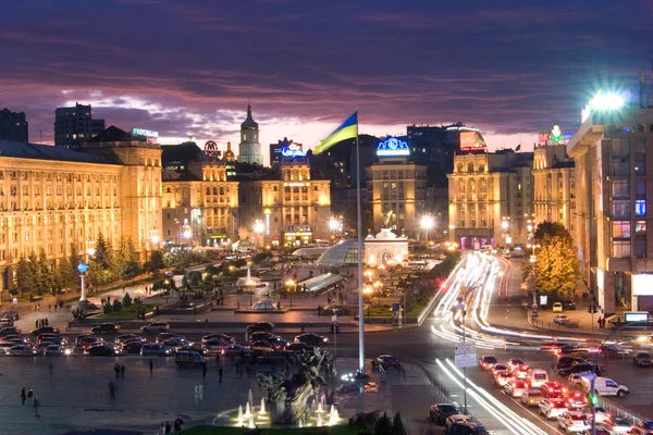 Kiev Ucrânia Outubro 2008 Vista Famosa Noite Kiev Maydan Nezalezhnosty — Fotografia de Stock