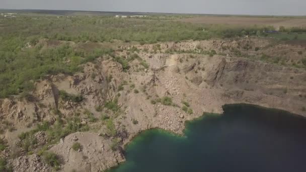 Letecký Pohled Radonské Jezero Místo Zaplaveného Žulového Lomu Řeky Jižní — Stock video