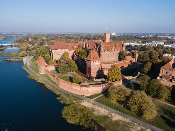 Malbork Poland October 2018 Aerial View Famous Polish Malbork Castle — Stockfoto