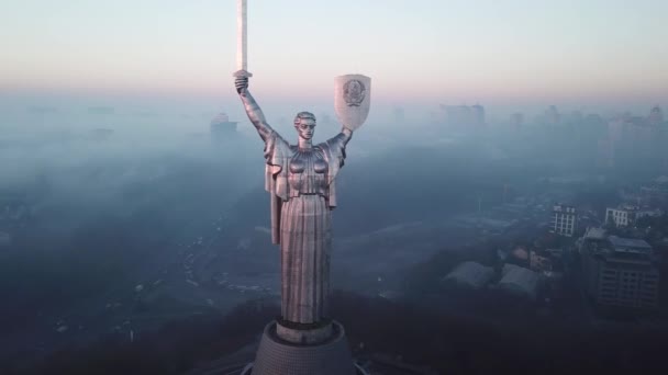 Kiev Oekraïne November 2018 Luchtfoto Van Moeder Moederland Standbeeld Kiev — Stockvideo