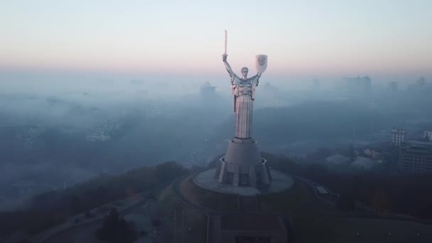 Kiew Ukraine November 2018 Luftaufnahme Der Mutterland Statue Kiew Frühen — Stockvideo