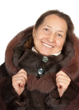 Kürklü zarif son sınıf hanımının portresi.