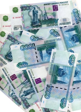 Farklı Rus rublesinin banknotlarından yapılmış arka plan