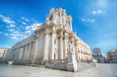 Syracuse, İtalya Sicilya Adası gezi fotoğrafçılığı. Katedral Plaza.