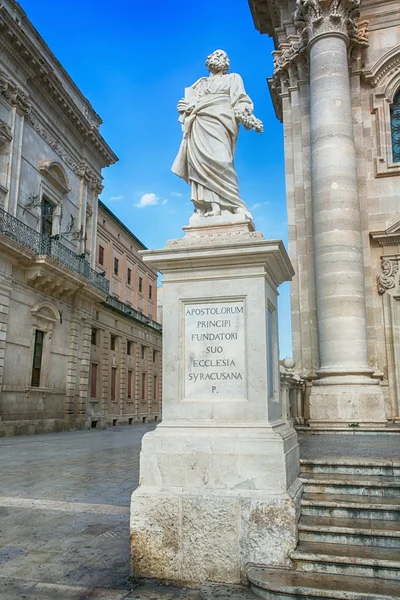 Fotografía de viaje de Siracusa, Italia en la isla de Sicilia. Catedral Plaza . — Foto de Stock