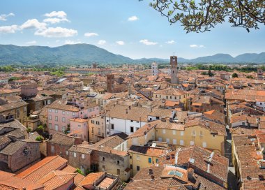 Lucca Panoraması. Tuscany. İtalya.
