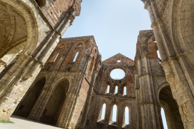 Eski Gotik abbey - Abbey San Galgano, Toskana, İtalya 