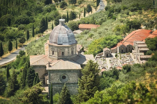 Részletes nézet, a templom a Santa Maria Nuova Cortona, Toszkána, Olaszország — Stock Fotó