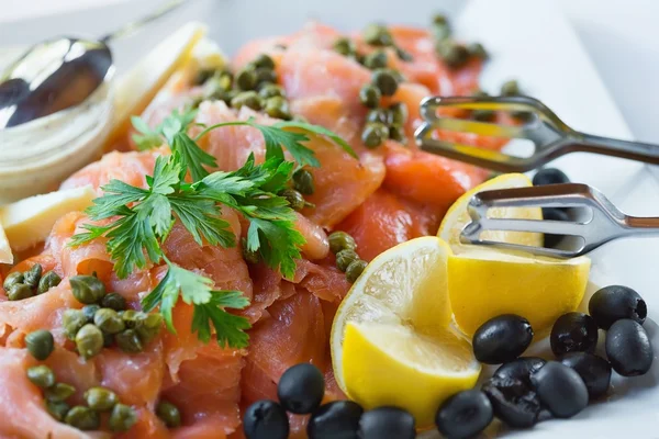 Detailed view of sliced salmon Trinley — Stock Photo, Image