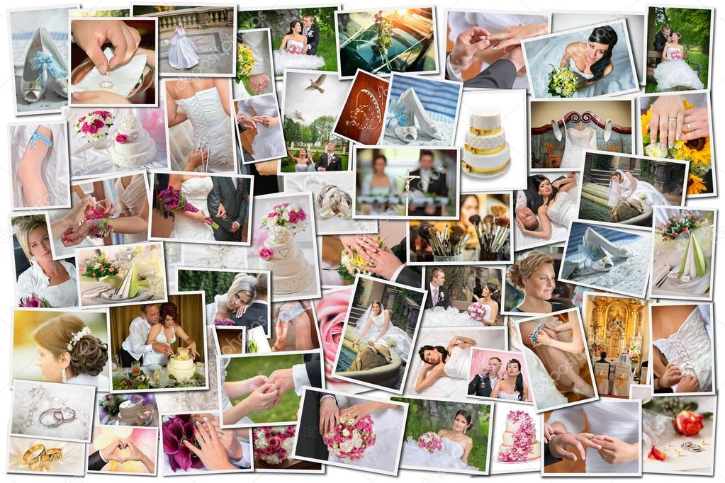 Collage of many wedding photos