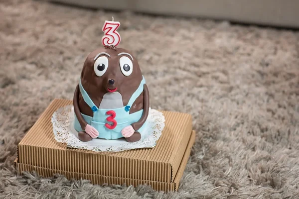 Birthday Cake with lit candles - mole — Stock Photo, Image