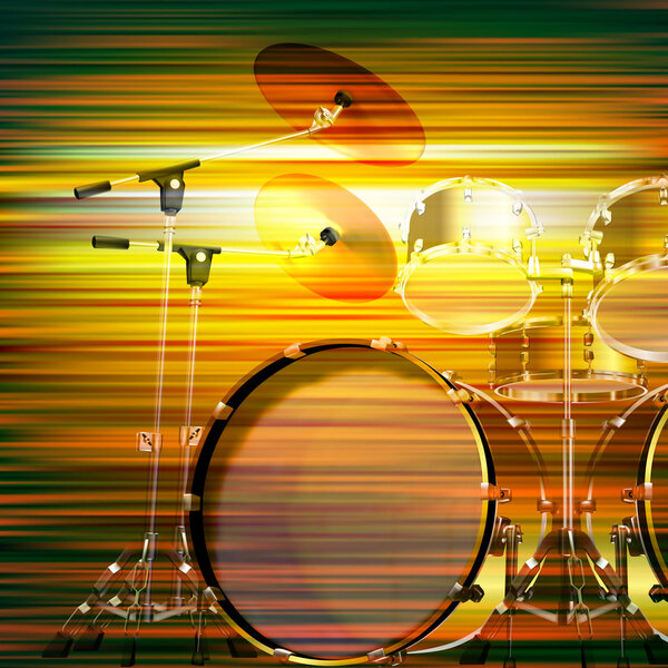 abstract grunge background with drum kit