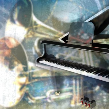Büyük piyanolu soyut grunge müzik arkaplanı