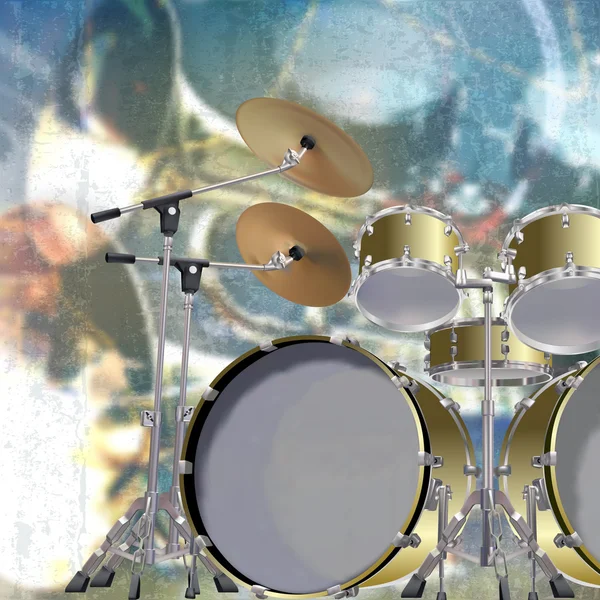 Abstracte grunge achtergrond met drumkit — Stockvector