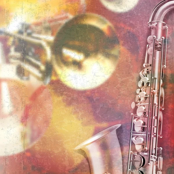 Abstrato grunge piano fundo com saxofone — Vetor de Stock