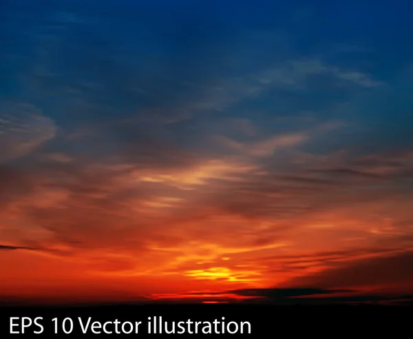 Abstrait nature nuages fond avec rouge bleu lever de soleil — Image vectorielle