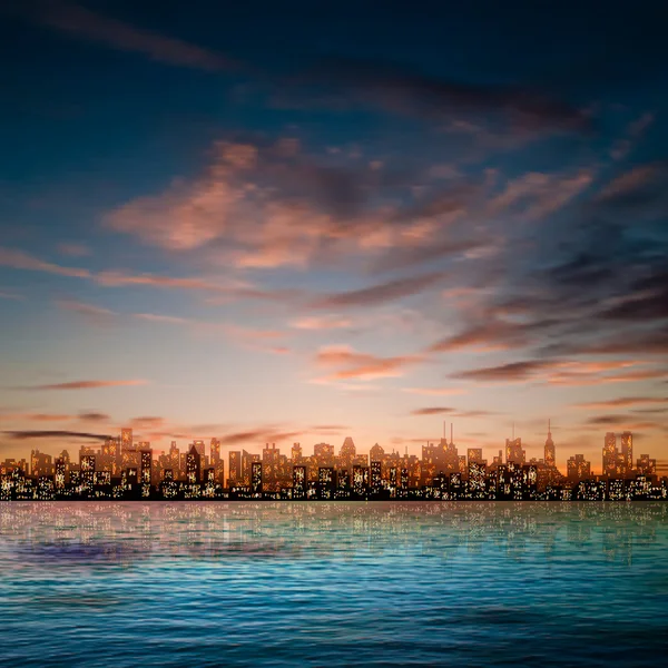 Abstrakter Hintergrund mit Silhouette der Stadt — Stockfoto