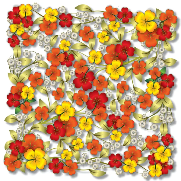 Beyaz üzerine kırmızı soyut çiçek süsleme — Stok Vektör