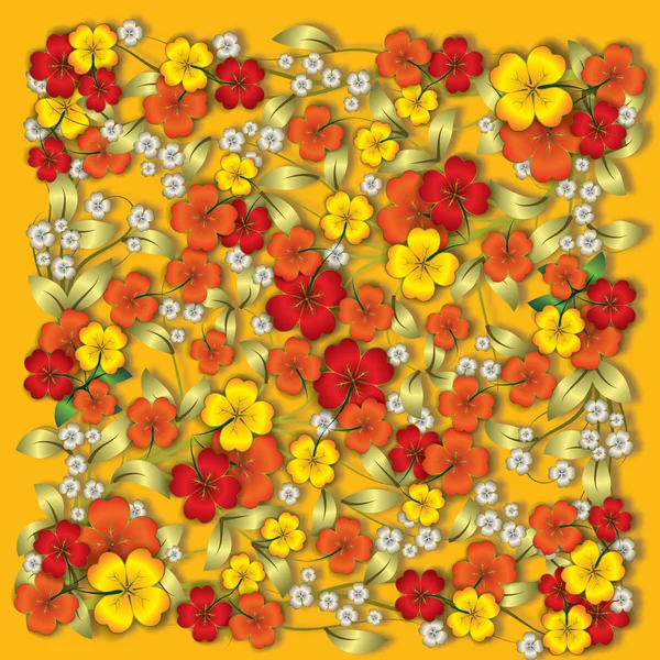 Ornement floral abstrait rouge sur blanc — Image vectorielle