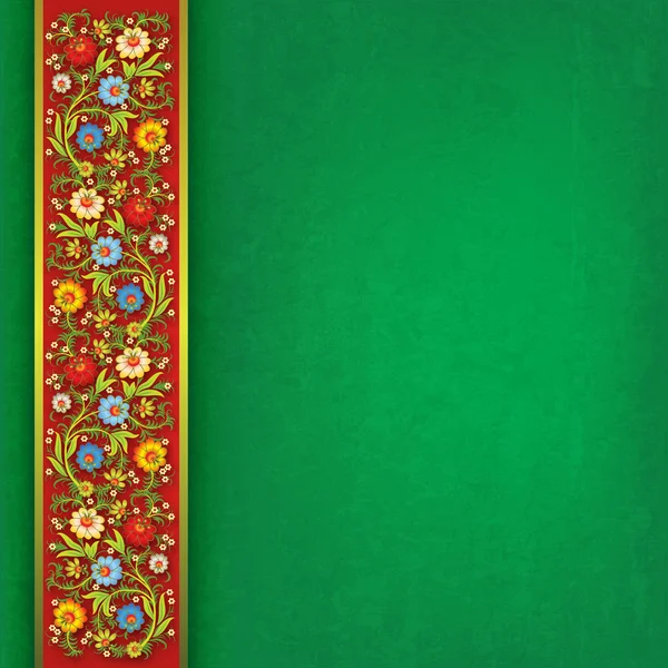 Ornamento floral abstracto sobre fondo verde — Vector de stock